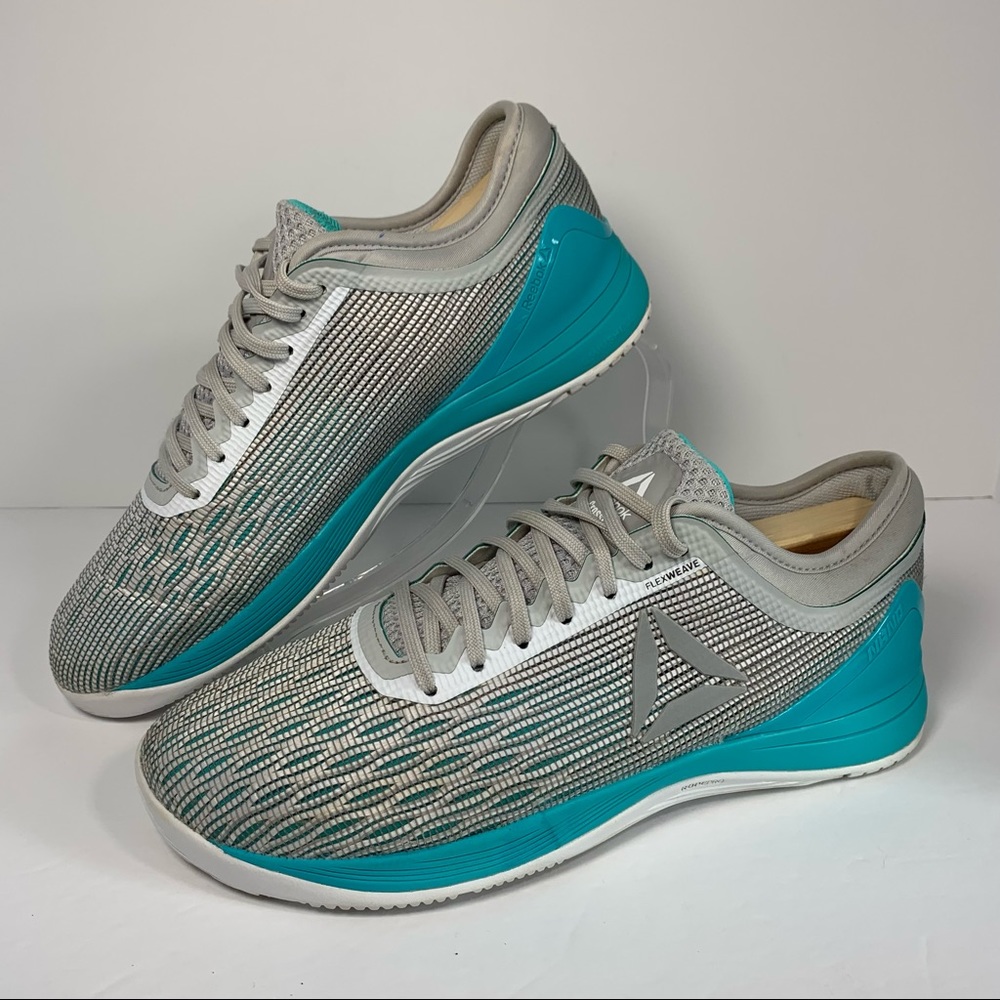 Reebok CrossFit Nano 8.0 gray/ teal athletic sneaker shoes; Women's 9